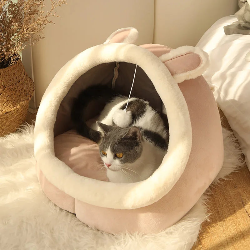 Fur&Fun - Luxury Plush Cat Bed with Removable Cushion