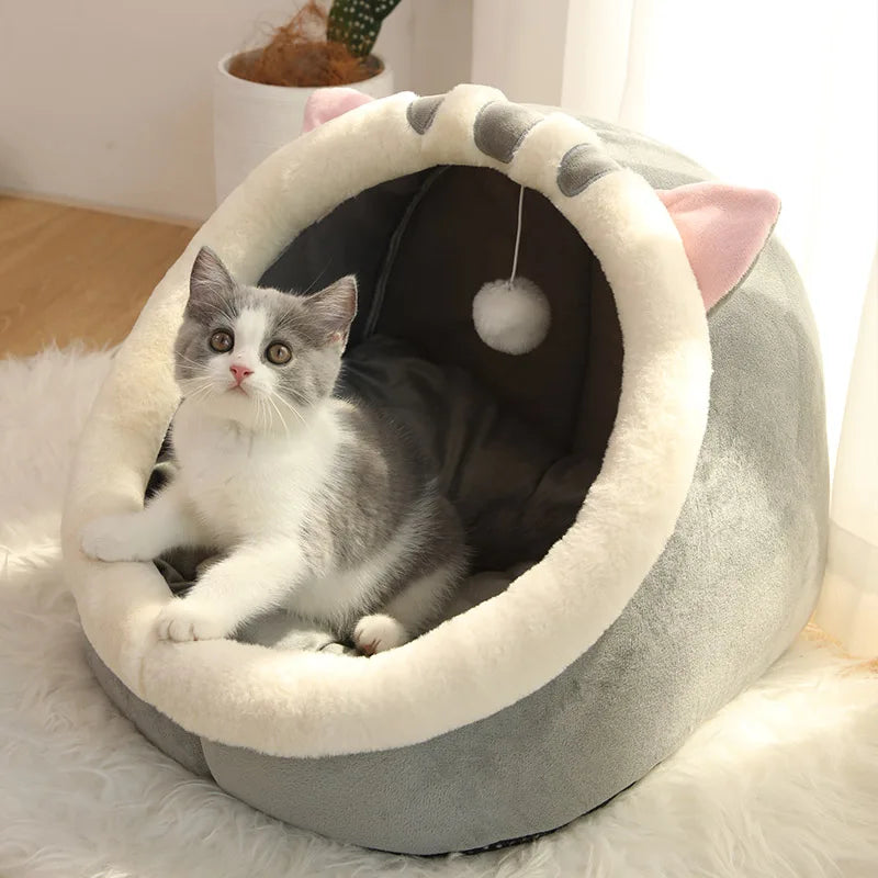 Fur&Fun - Luxury Plush Cat Bed with Removable Cushion
