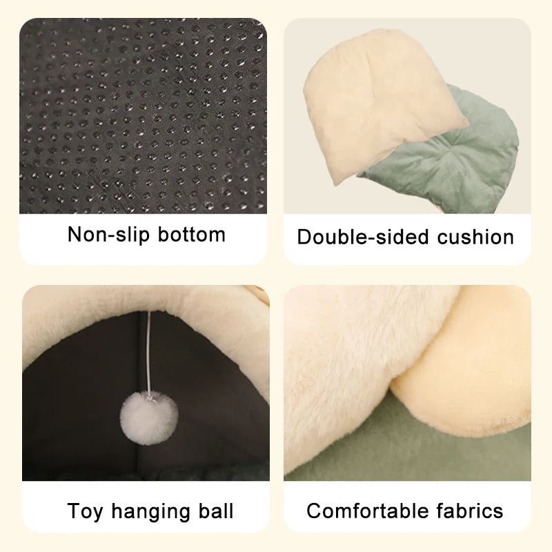 Fur&Fun - Luxury Plush Cat Bed with Removable Cushion