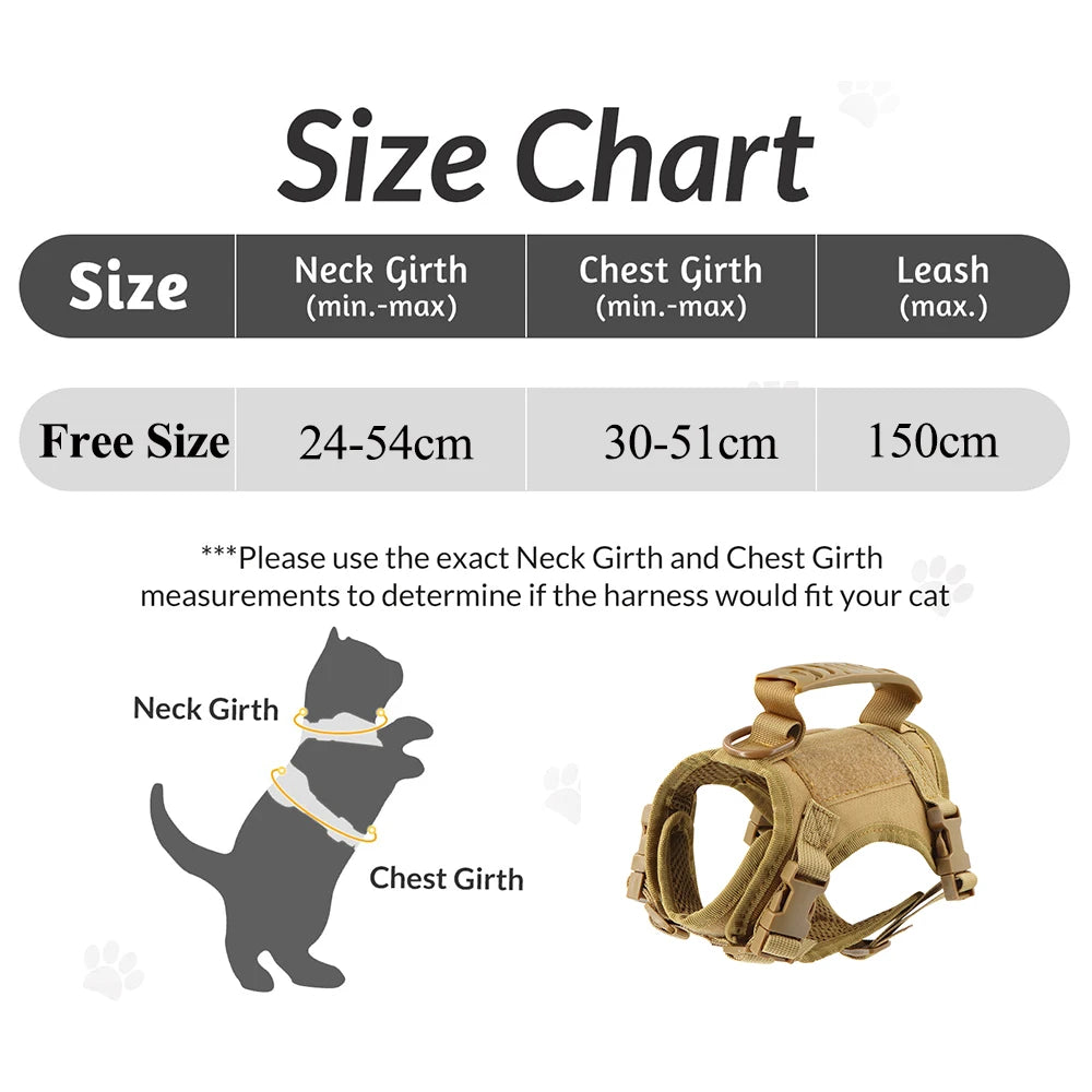 Tactical Cat Harness with Leash and Patches