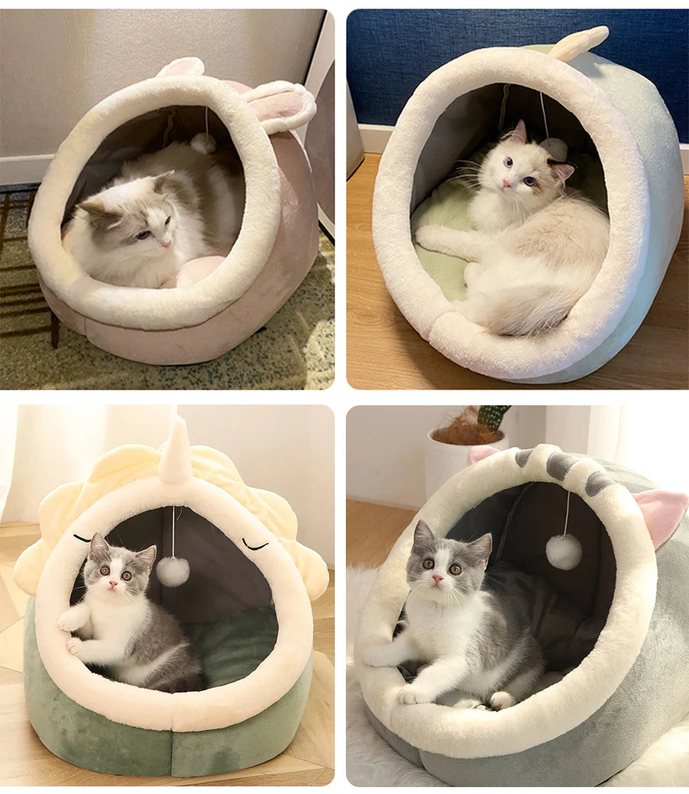 Fur&Fun - Luxury Plush Cat Bed with Removable Cushion