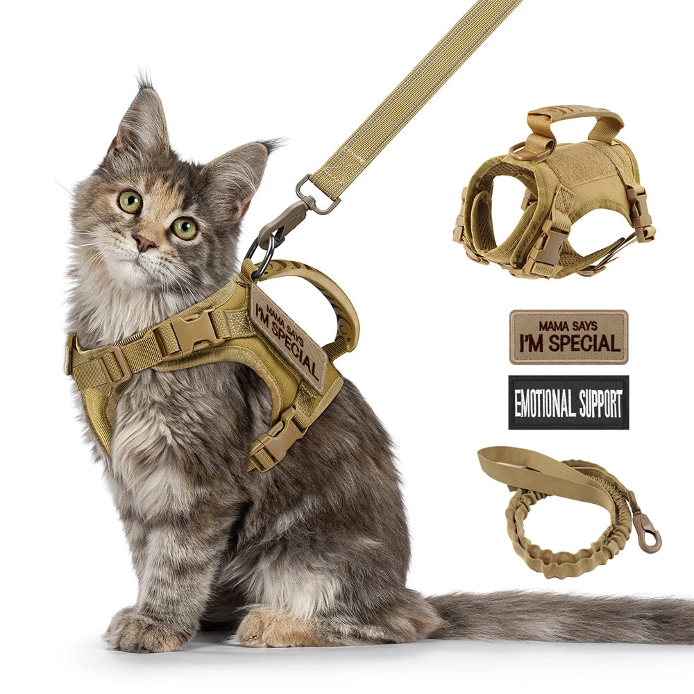 Tactical Cat Harness with Leash and Patches