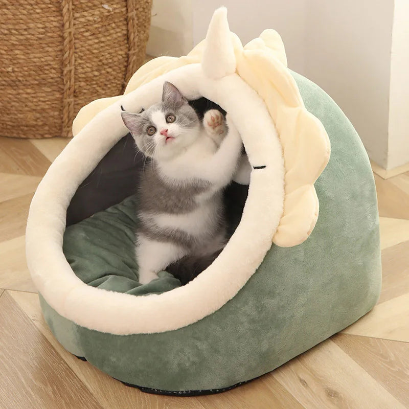 Fur&Fun - Luxury Plush Cat Bed with Removable Cushion