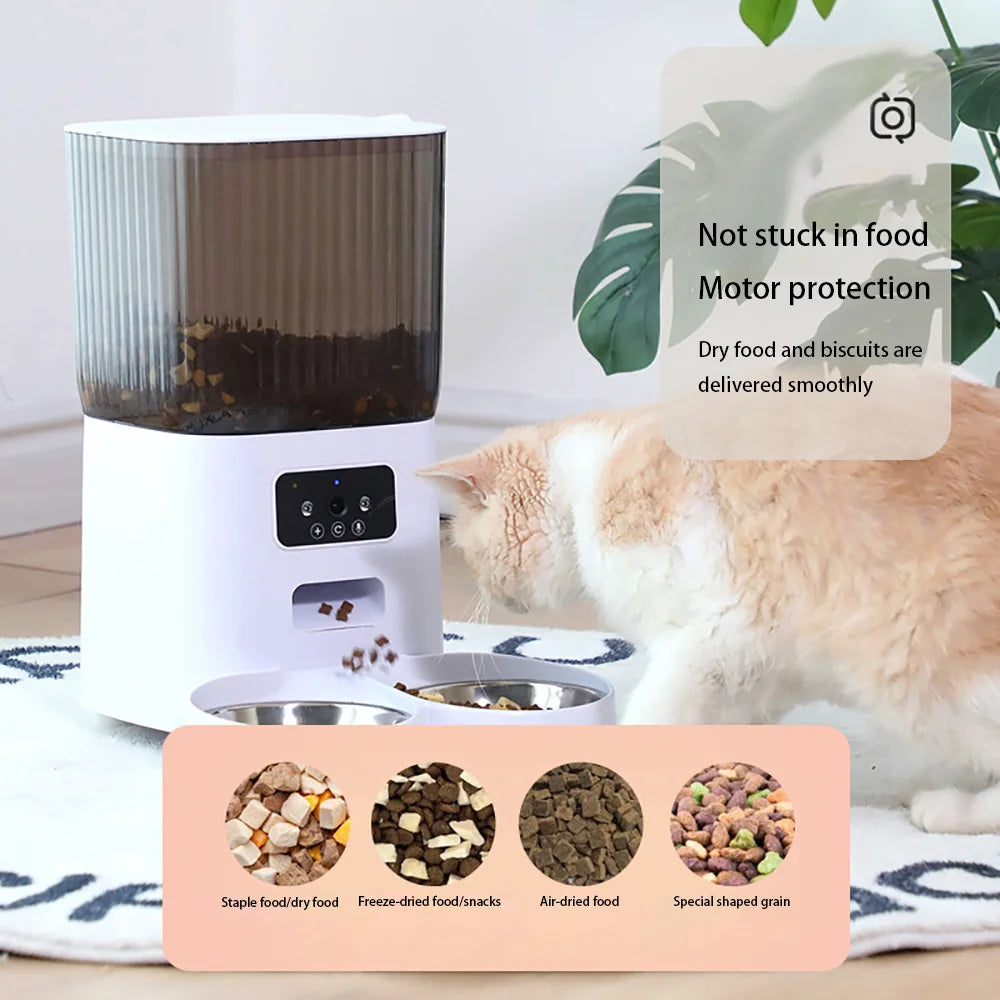Fur&Fun - Automatic WiFi Cat Feeder with Camera, 5L Stainless Steel Bowl