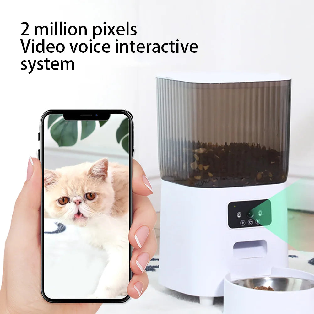 Fur&Fun - Automatic WiFi Cat Feeder with Camera, 5L Stainless Steel Bowl