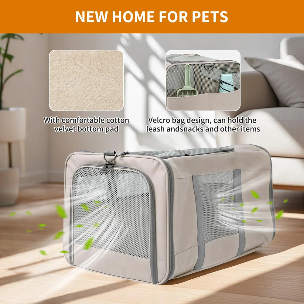 Airline-Approved Double Cat Travel Trolley with Wheels