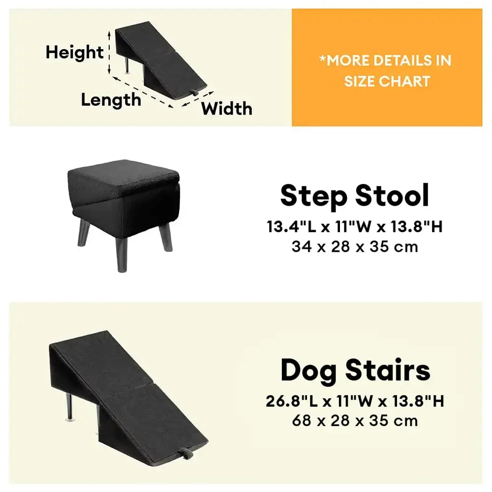2-in-1 Convertible Wooden Dog Ramp and Step Stool for Beds & Couches