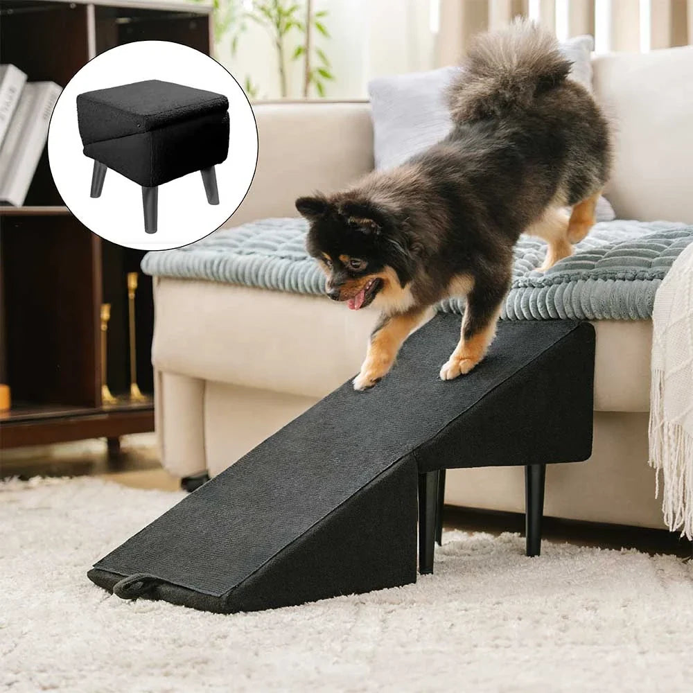 2-in-1 Convertible Wooden Dog Ramp and Step Stool for Beds & Couches